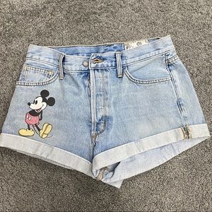 Womens Mickey Mouse Denim Shorts Size 28